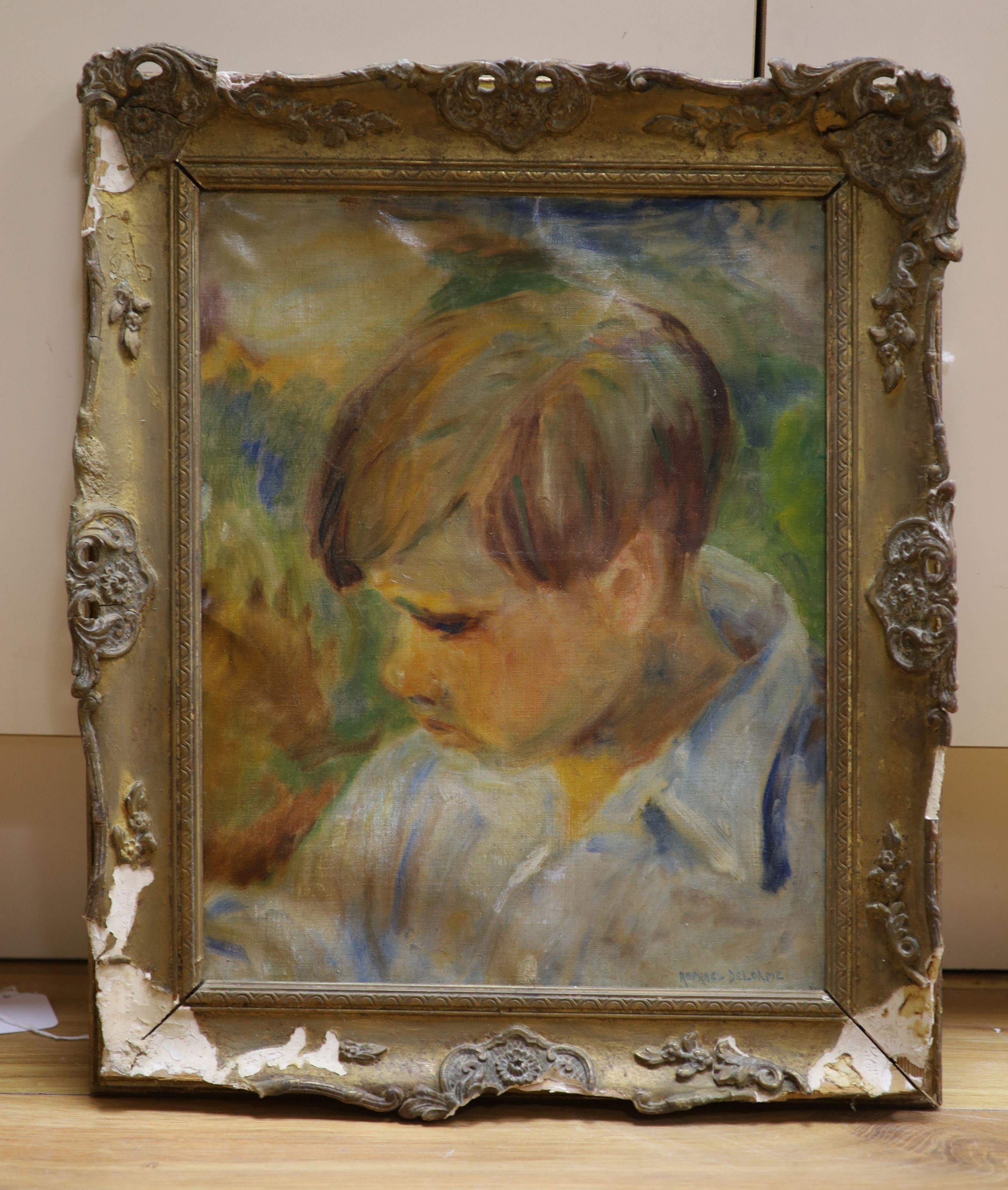 Raphael Delorme (1886-1962), Head study of a boy, Oil on canvas, 37 x 29cm.